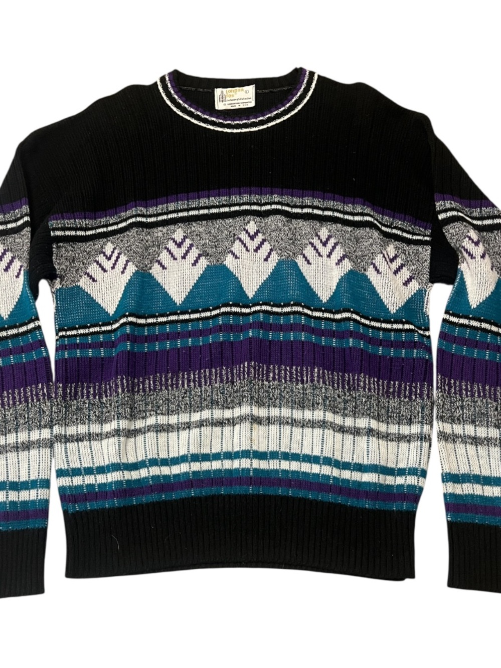 1970s Vintage London Fog Black Crewneck Sweater